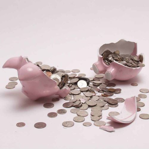 Piggy Bank Broke Bank Money Lose Saving